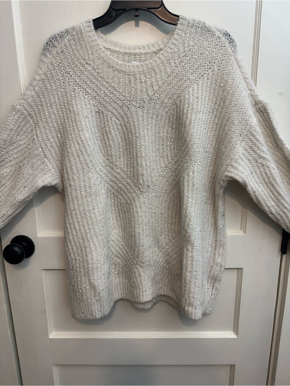 Nine West Cream Sparkle Crewneck Sweater